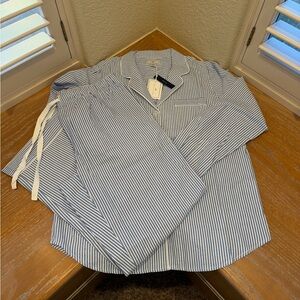 NWT Petite Plume French Blue Seersucker Stripe Pajama Set